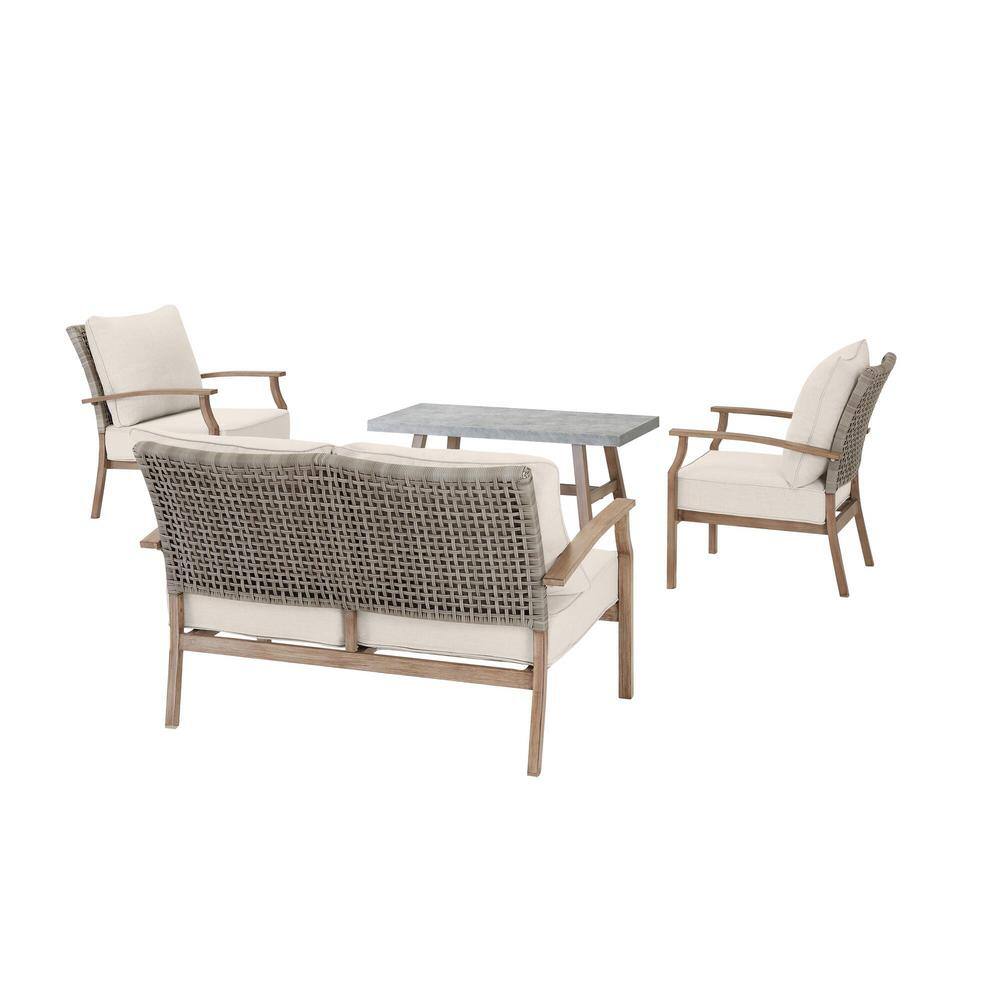 Hampton Bay Beachside 4Piece Rope Look Wicker Outdoor Patio