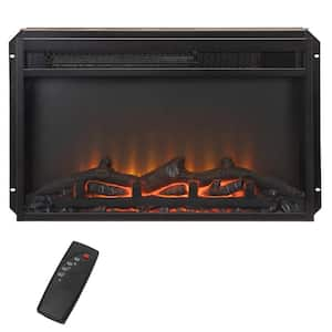 24 in. Electric Fireplace Insert in Black with Remote Control and Temperature Adjustment Set