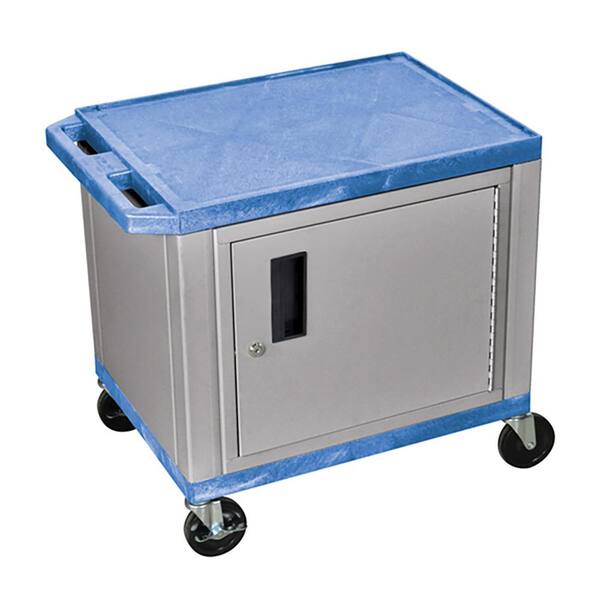 Luxor WT 26 in. A/V Cart with Nickel ColoRed Cabinet, Blue Shelves