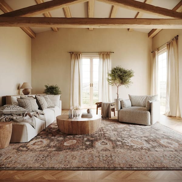 Nira Hand Loomed Wool Brown 9 ft. x 12 ft. Indoor Area Rug