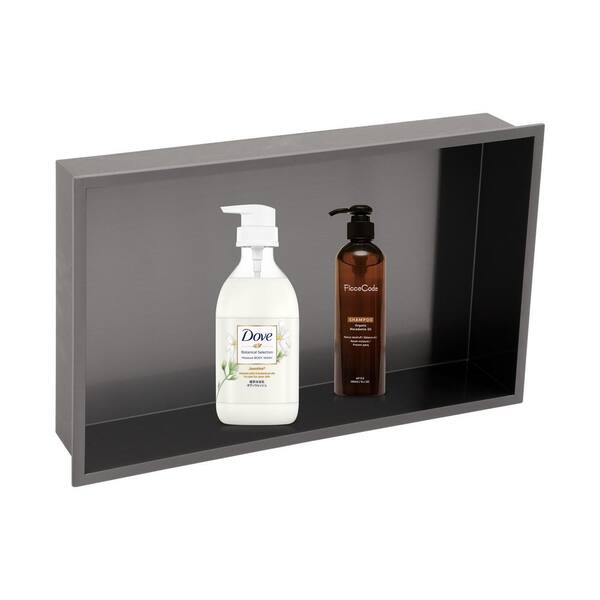 Logmey 21 in. W x 13 in. H x 4 in. D 18-Gauge Stainless Steel Single Shelf Shower Niche for Bathroom Storage in Matte Black