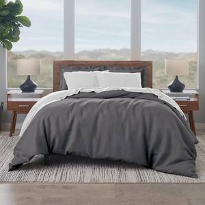 500 Thread Count Cotton 3-Piece Duvet Cover Set, Charcoal, Full/Queen Size