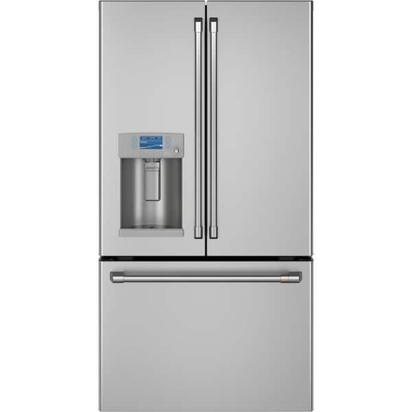 Cafe 22 2 Cu Ft Smart French Door Refrigerator In Stainless Steel Counter Depth And Energy Star Cye22tp2ms1 The Home Depot