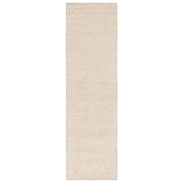 SAFAVIEH Textural 2 ft. x 8 ft. Gold/Ivory Monochrome Border Runner Rug