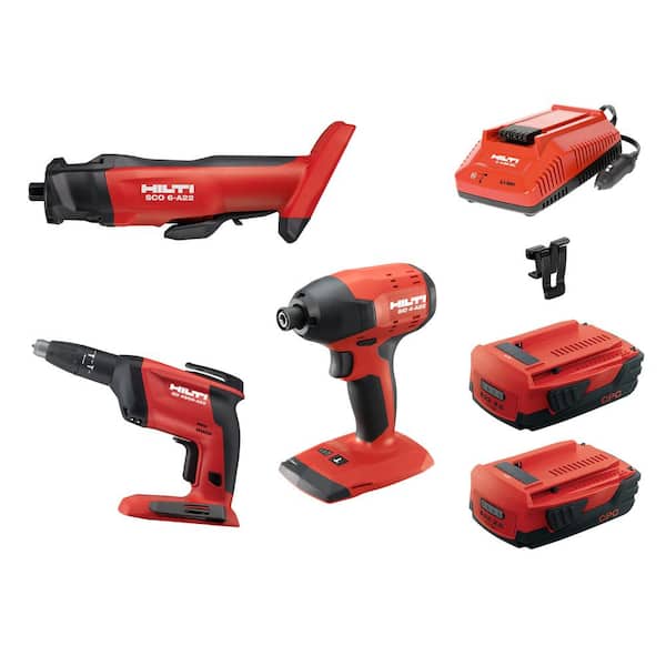 Hilti 22V Lithium-Ion Cordless Brushless SCO 6 Cut-Out 3-Tool Combo Kit with Screwdriver, Impact Driver, Batteries and Charger
