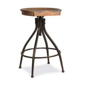 Worland 24-30 in. Brown Metal Backless Adjustable Height Swivel Stool
