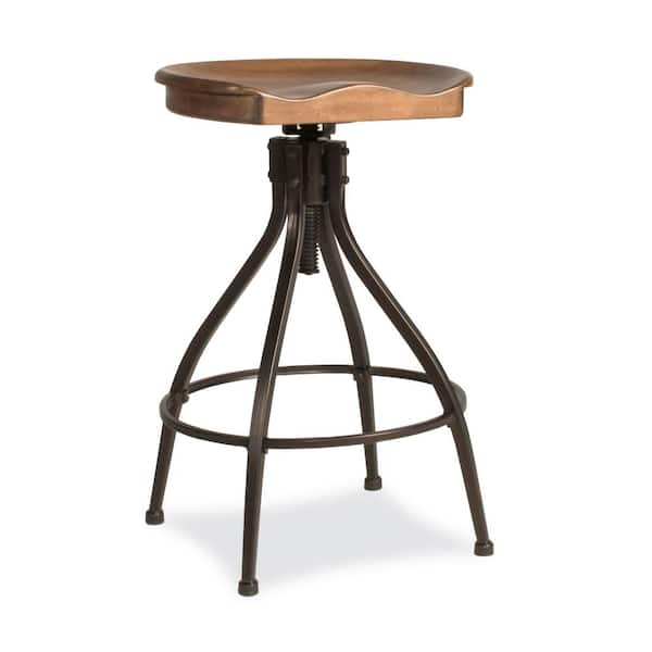 Hillsdale Furniture Worland 24-30 in. Brown Metal Backless Adjustable Height Swivel Stool