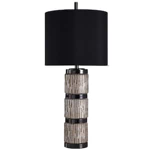 36 in. Black/Silver Table Lamp with Black Styrene Shade