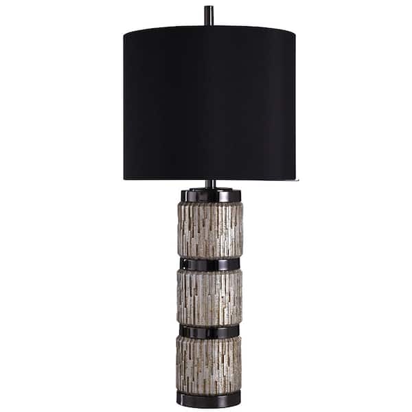 StyleCraft 36 in. Black/Silver Table Lamp with Black Styrene Shade