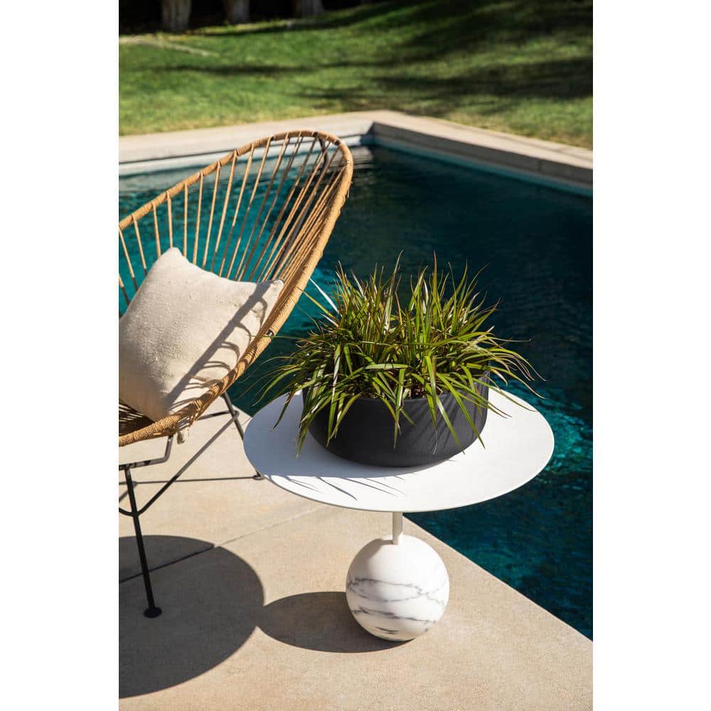 Black Round Plastic-Stone Composite Indoor/Outdoor Planter