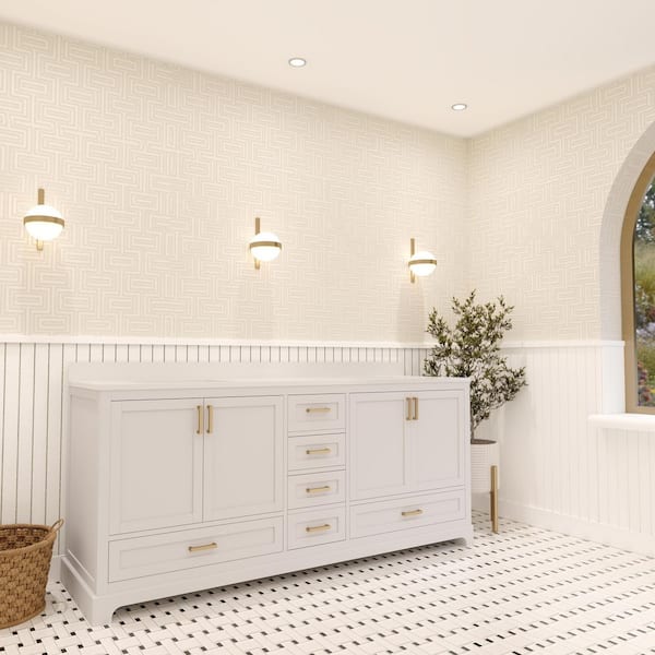 AYNA DECORS Maya 72 in. Double Sink Freestanding White Bath Vanity