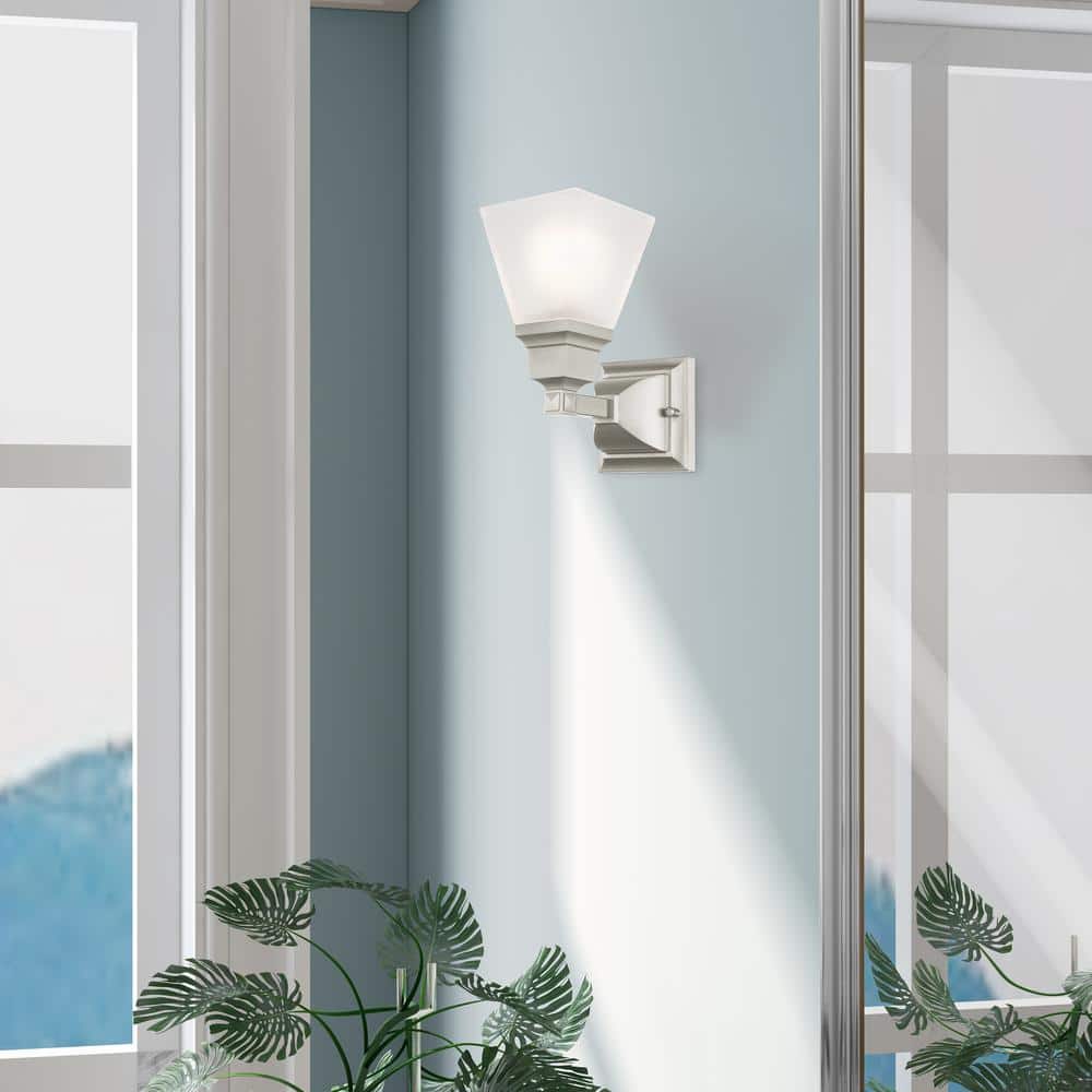Elegant Brushed Nickel Wall Sconce with Satin Glass Shade