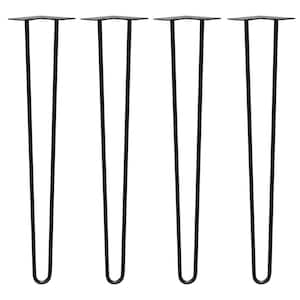 28 in. Black Steel 2-Rod Hairpin Leg (4-Pack)