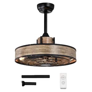 Black and Coffee Universal 3-Speed 20 in. Caged Ceiling Fan with Light & Remote Control for Bedroom