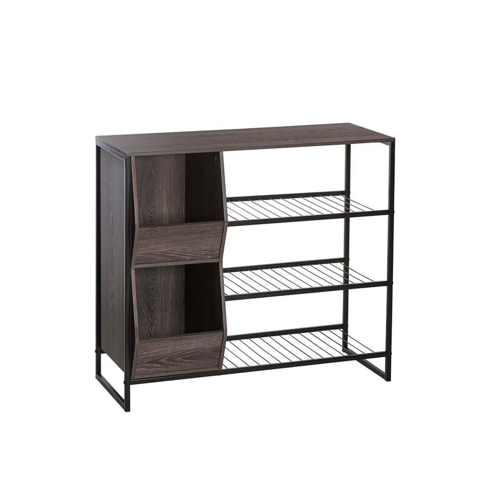 Afton Weathered Woodgrain 66.75 in. H Entryway Shoe Storage Organizer with 3-Shoe Racks and 2-Shoe Organizer Boxes price history on PriceWatchPro