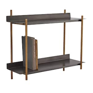 Gray 2 Shelves Metal Wall Shelf