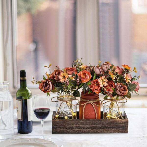 Orange Mason Jar Centerpiece Decorative Tray YY229ZX - The Home Depot
