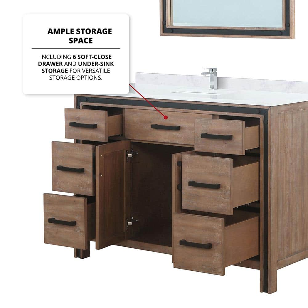 Ziva 48" Rustic Barnwood Single Bathroom Vanity
