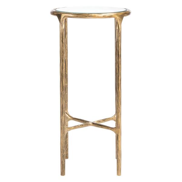 SAFAVIEH Jessa 12 in. Brass Round Glass End Table