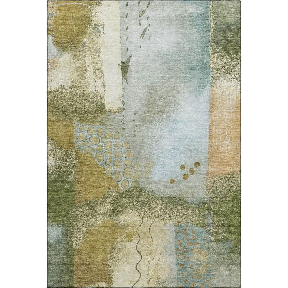 Mayfield Premium Machine Washable Abstract AMF2127 Green 5 ft. x 7 ft. 6 in. Area Rug price history on PriceWatchPro