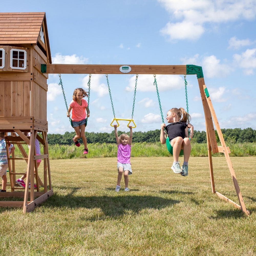 Montpelier Cedar Wood Swing Set with Slide and Monkey Bars