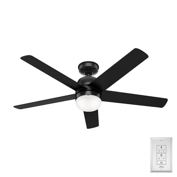 Hunter Anorak 52 in. Outdoor Matte Black Ceiling Fan with Light Kit and Wall Control Included