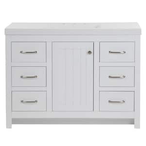 Glint 49 in. W x 19 in. D x 36 in. H Single Sink Freestanding Bath Vanity in White with White Cultured Marble Top