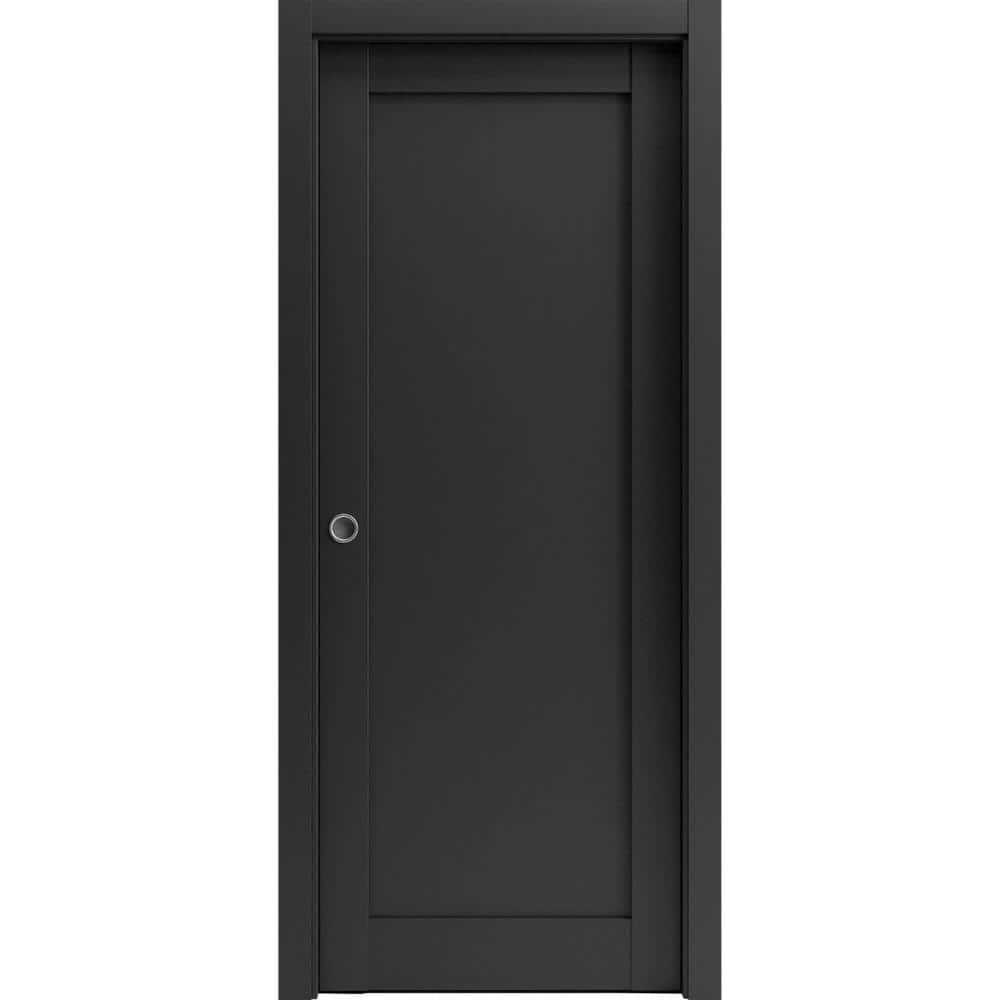 18 in. x 84 in. 1 Panel Black Matte Finished MDF Sliding Door with Hardware price history on PriceWatchPro