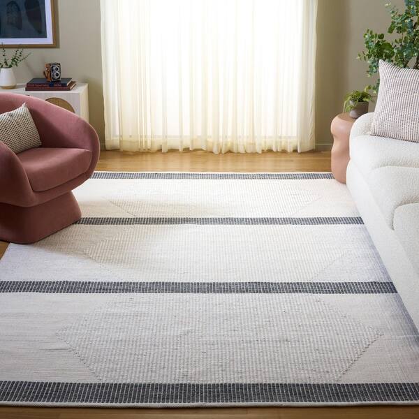 Kilim 8 ft. x 10 ft. Dark Gray/Ivory Tribal Area Rug