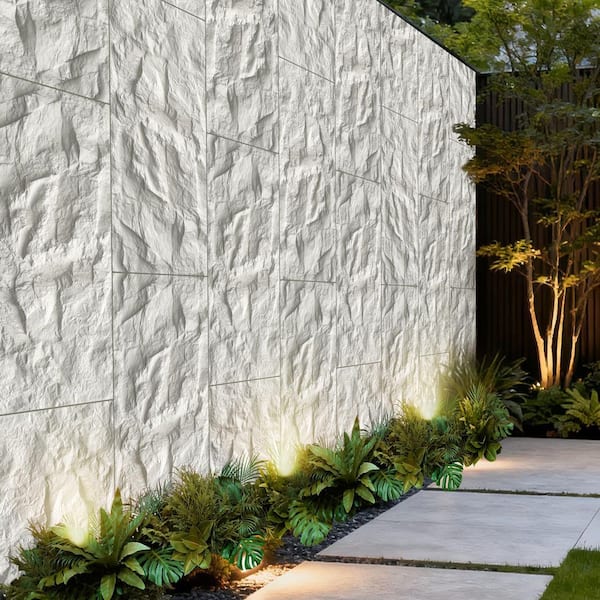 White Marble 3D Faux Rock Stone PU Wall Panels Lightweight Textured Wainscoting for Interior Accent Walls(6 PC)