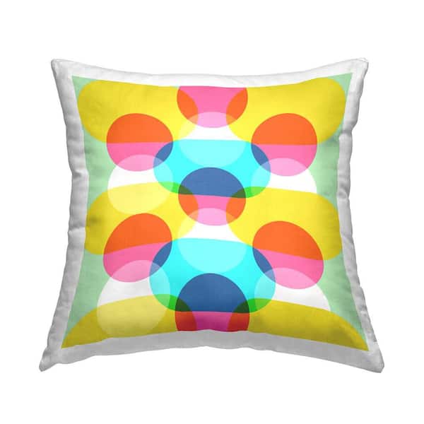 Stupell Industries Round Geometric Primaries Multi-Color Geometric Polyester 18 in. x 18 in. Throw Pillow