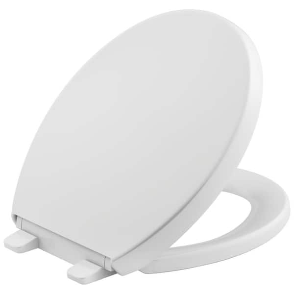 KOHLER Reveal Quiet-Close Round Closed Front Toilet Seat with Grip-Tight Bumpers in White