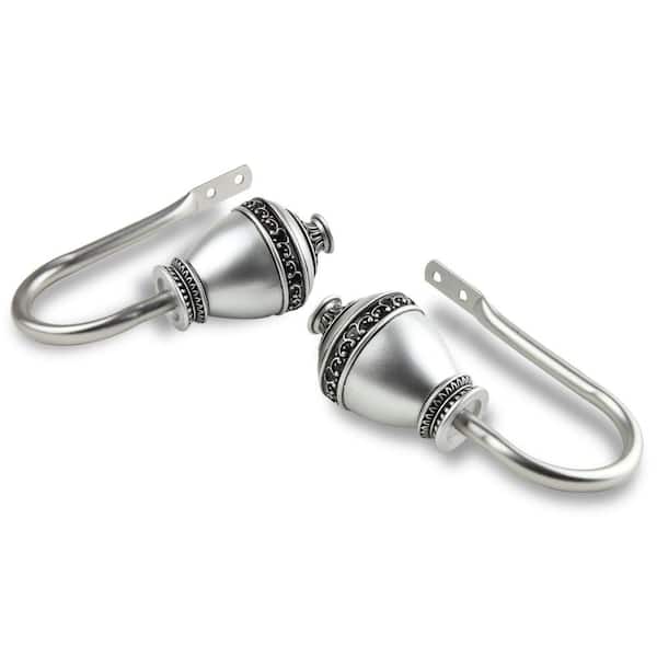 Rod Desyne Amelie Decorative Satin Nickel Steel Hook Curtain Holdback (Set of 2)
