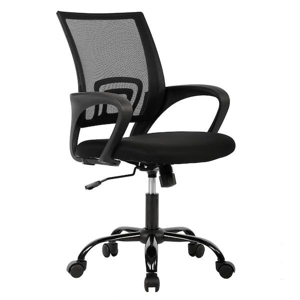 Kai Upholstery Seat Adjustable Height Lumbar Support Swivel Ergonomic Office Chair in Black