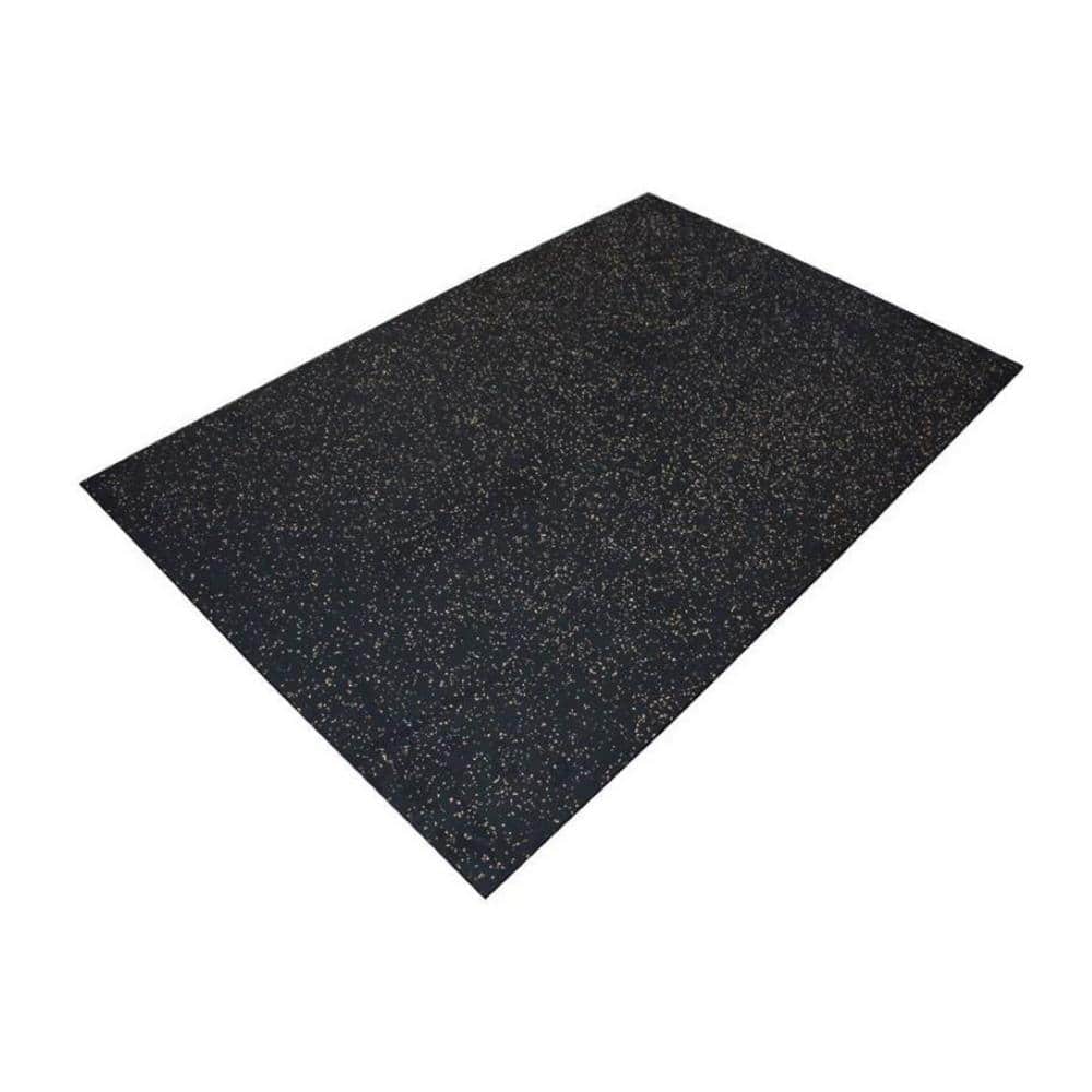 Flooringinc Premium 3/8 inch Thick Rubber Gym Flooring & Equipment Mats, 4ft x 6ft, Black