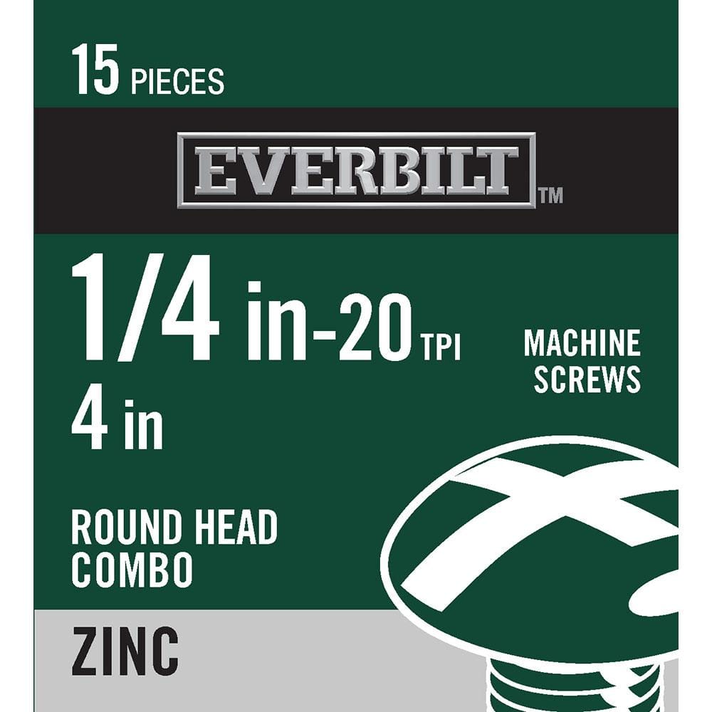 1/4 in.-20 x 4 in. Combo Round Head Zinc Plated Machine Screw (15-Pack) price history on PriceWatchPro