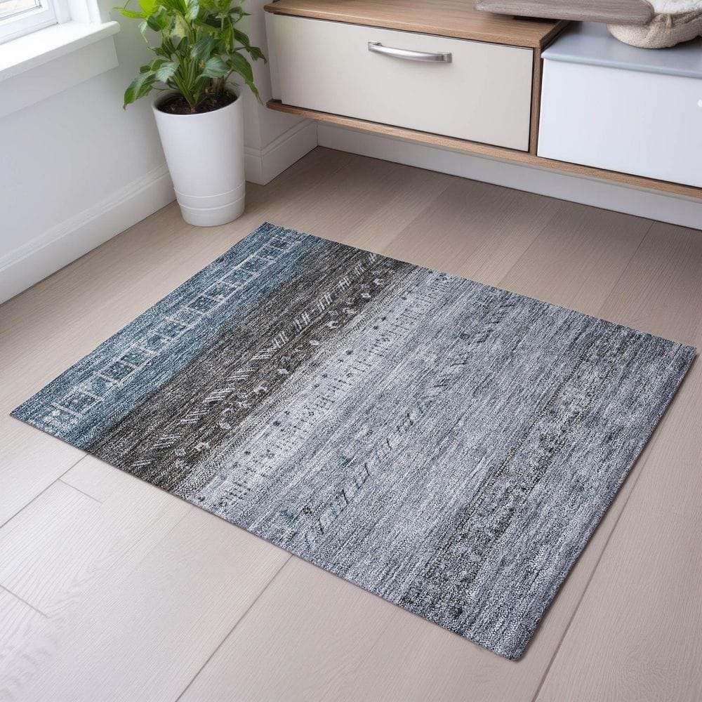 Mayfield Premium Machine Washable Abstract AMF1147 Blue 2 ft. x 3 ft. Area Rug price history on PriceWatchPro