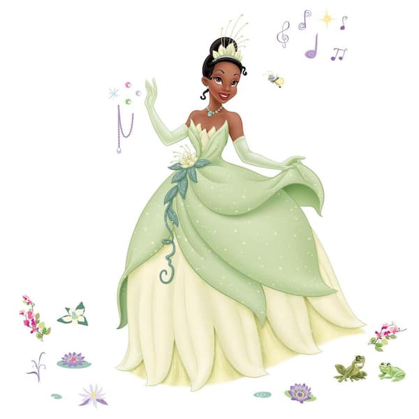 27-Piece 18 in. x 34.75 in. Disney Princess Tiana Green Wall Decals
