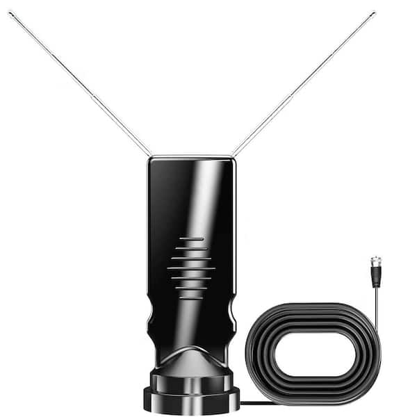 Indoor TV Antenna Long Range Rabbit Ears for Smart HDTV Free-to-Air Channels with Easy Placement Stickiness Base