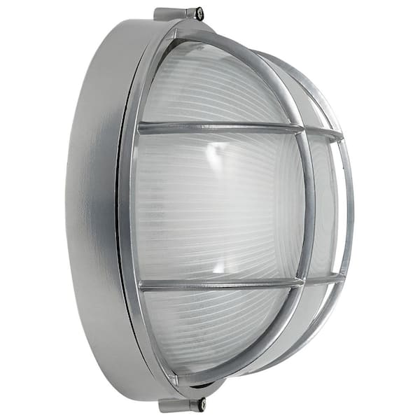Access Lighting - Nauticus 1-Light Satin Outdoor Bulkhead Light with Frosted Glass Shade