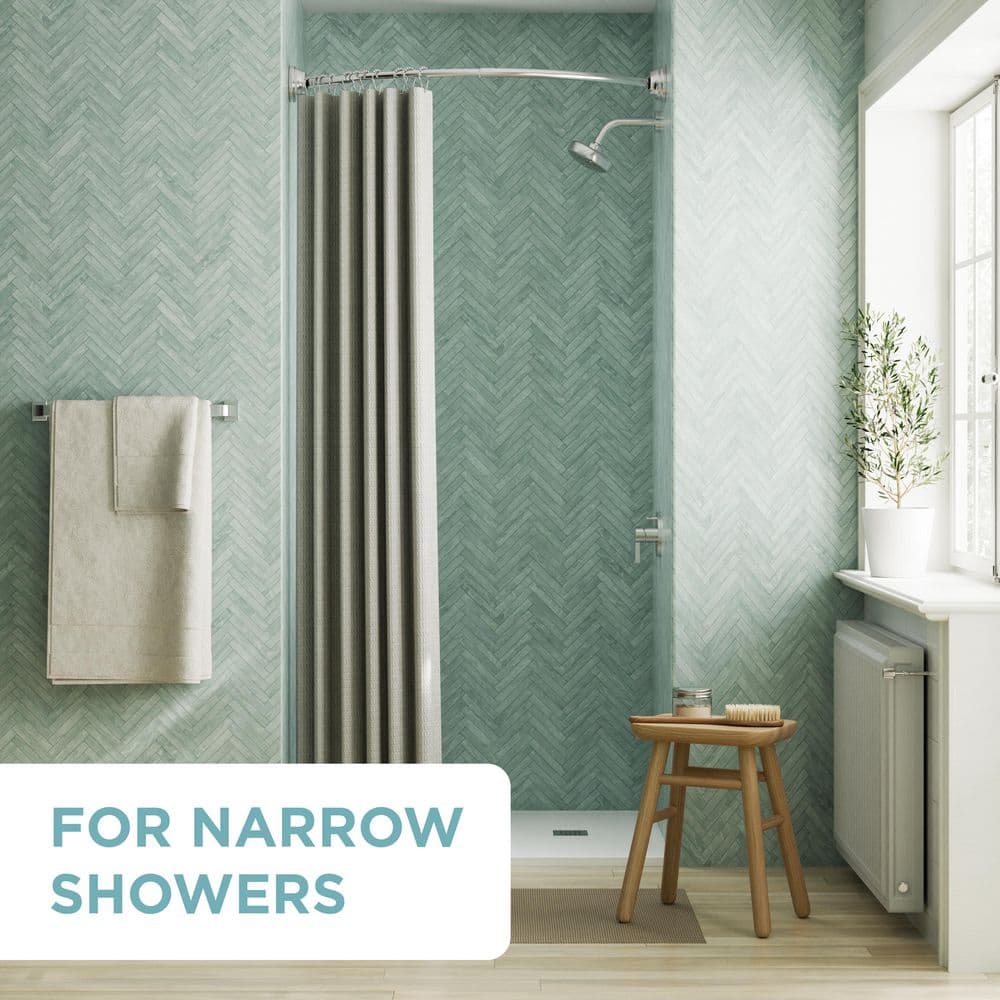 Adjustable Brushed Nickel Curved Shower Rod 32"-40"