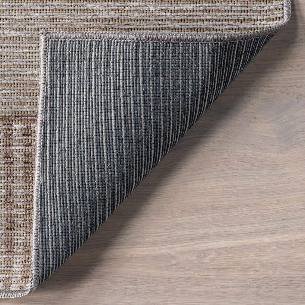 Beige Geometric Machine Washable Stain-Resistant Area Rug