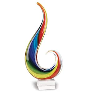 Rainbow Note Murano Style 16 in. Abstract Centerpiece