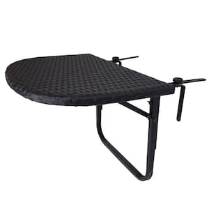Black Metal Outdoor Side Table with Adjustable Clamps