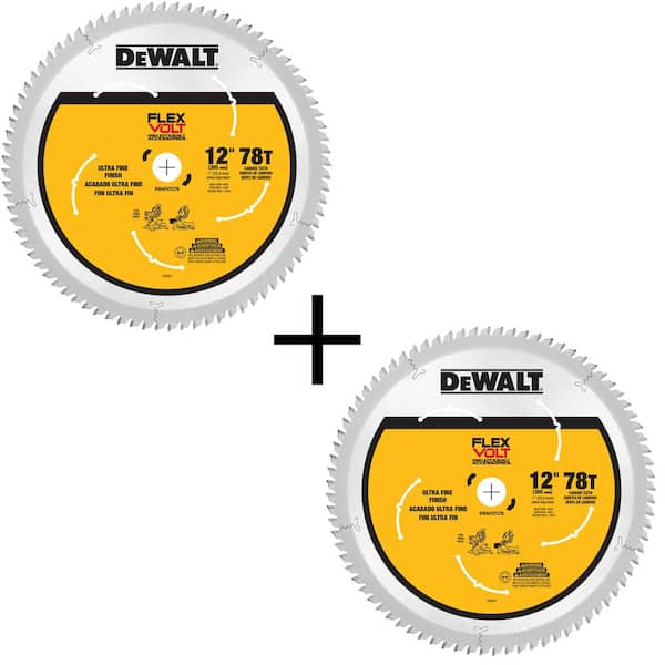 DEWALT FLEXVOLT 12 in. 78Teeth CarbideTipped Miter Saw Blade (2Pack