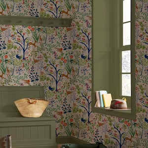 Enchanted Woodland Antique Creme Matte Non-Pasted Vinyl Wallpaper