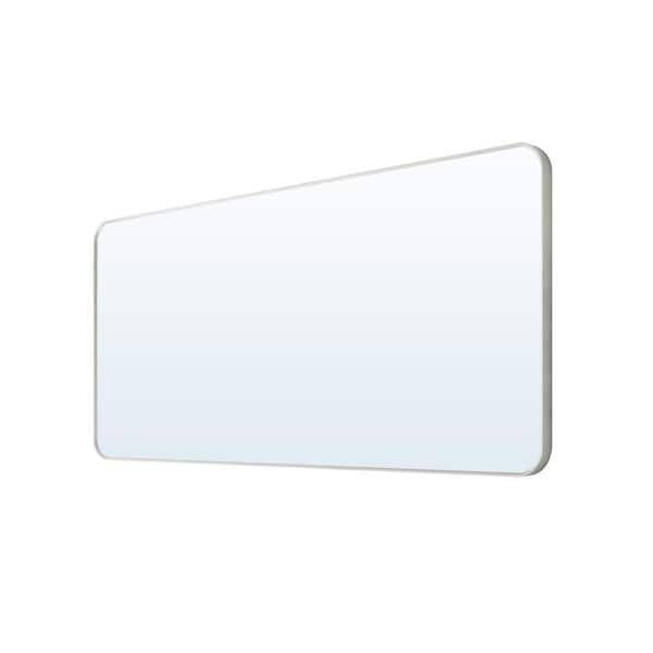 60 in. W x 28 in. H Rectangular Framed Wall Bathroom Vanity Mirror in Brushed Nickel
