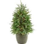 4 ft. Pre-Lit Potted Pine Artificial Christmas Tree with 100 Clear Lights