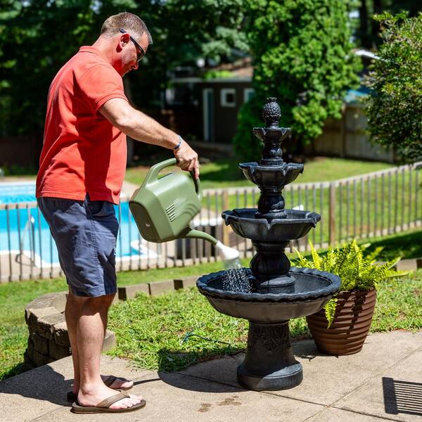 Sunnydaze 4-Tier Electric Pineapple Water Fountain in Black FC