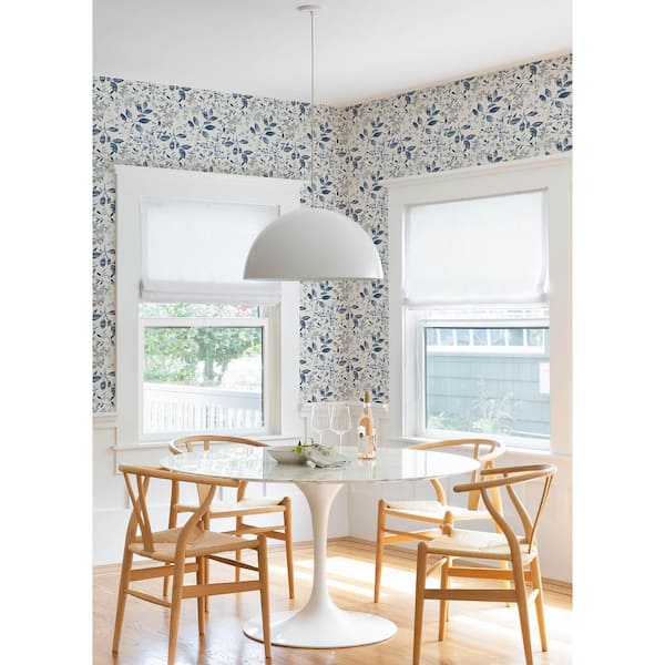 Tinker Blue Navy Woodland Botanical Wallpaper Sample